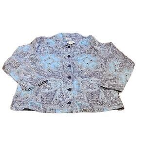 NWT Turquise & Black Brocade Artsy Shacket w/ Pockets - size 2X